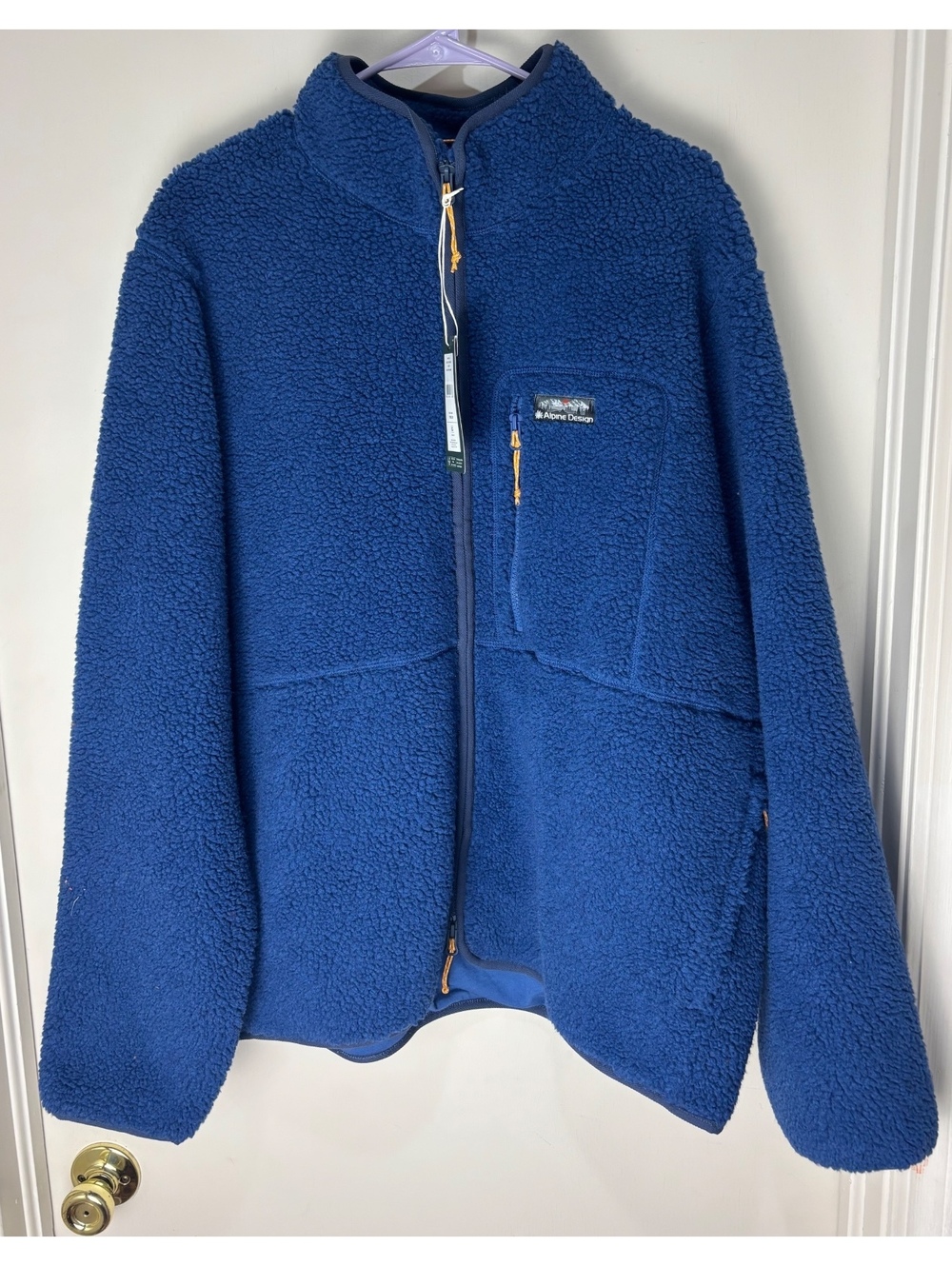 Alpine Design Mens M Sherpa Full Zip Fleece Jacket Mountain Lake Blue NWT